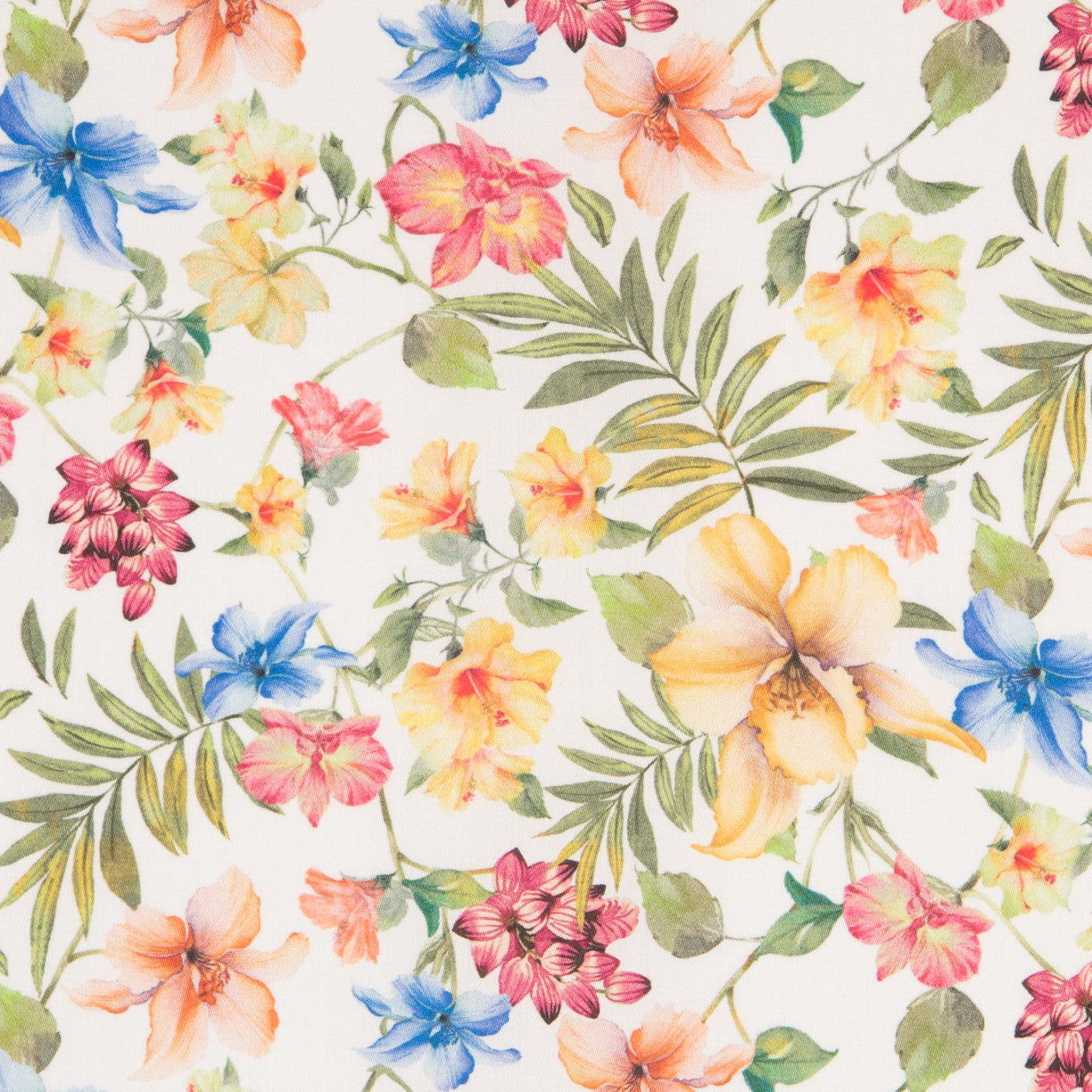 Popelín Algodón Flores Blanco - Ribes y Casals