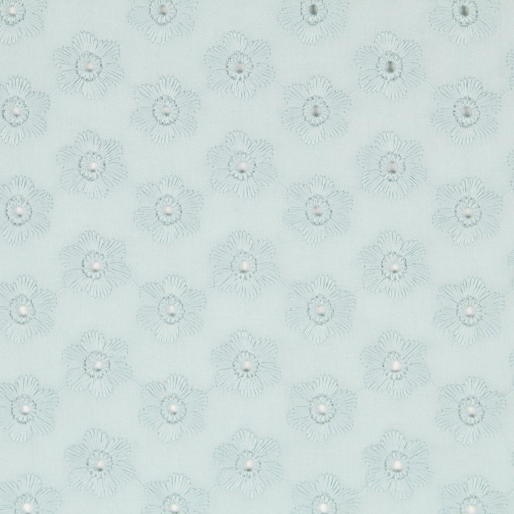 Popelín Bordado Floral Verde Menta - Ribes y Casals