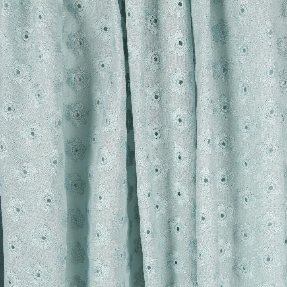 Popelín Bordado Floral Verde Menta - Ribes y Casals