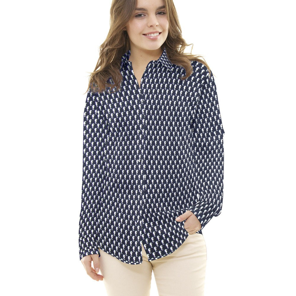 Popelín Caballito Azul Marino - Ribes y Casals