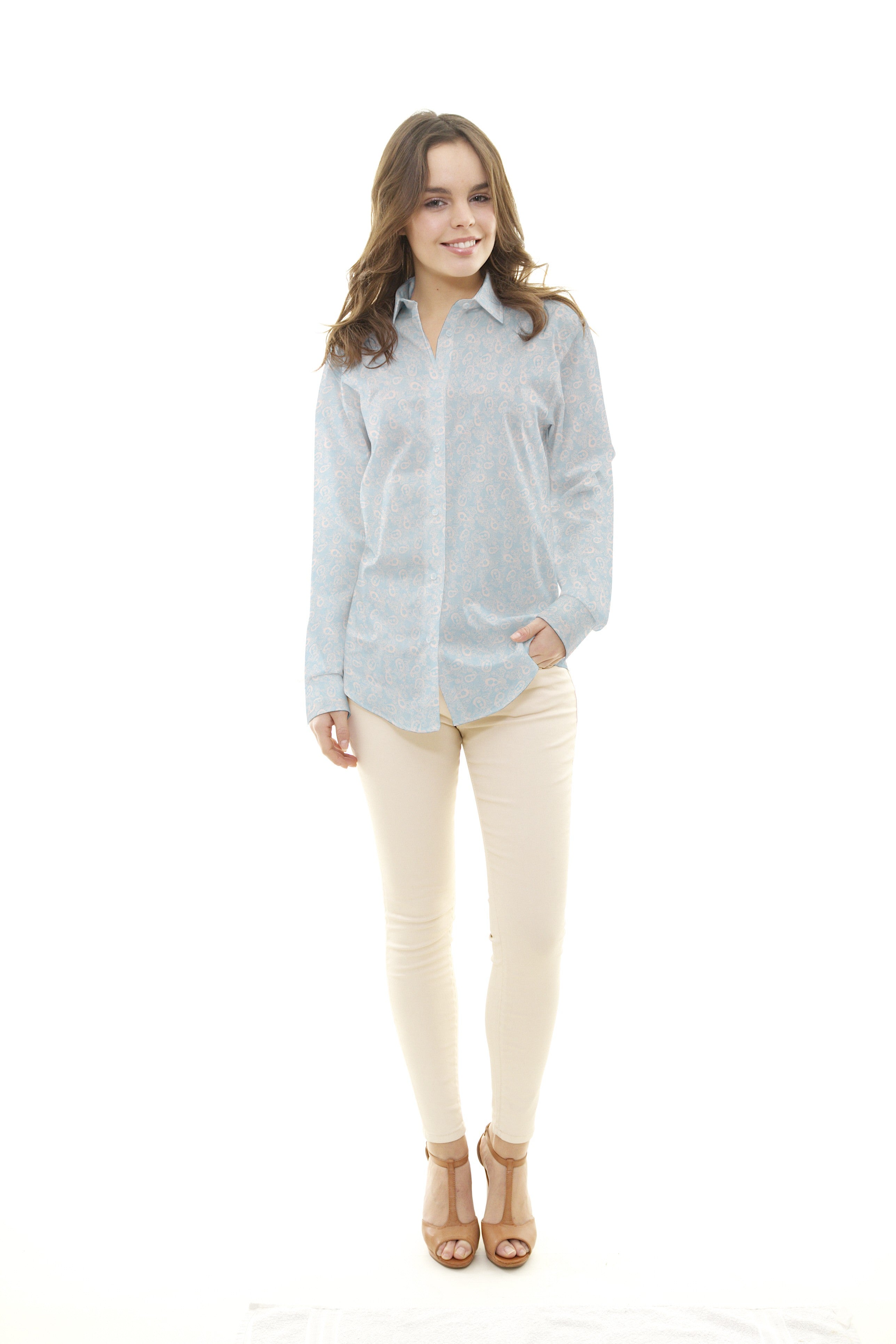 Popelín Cachemir Celeste - Ribes y Casals