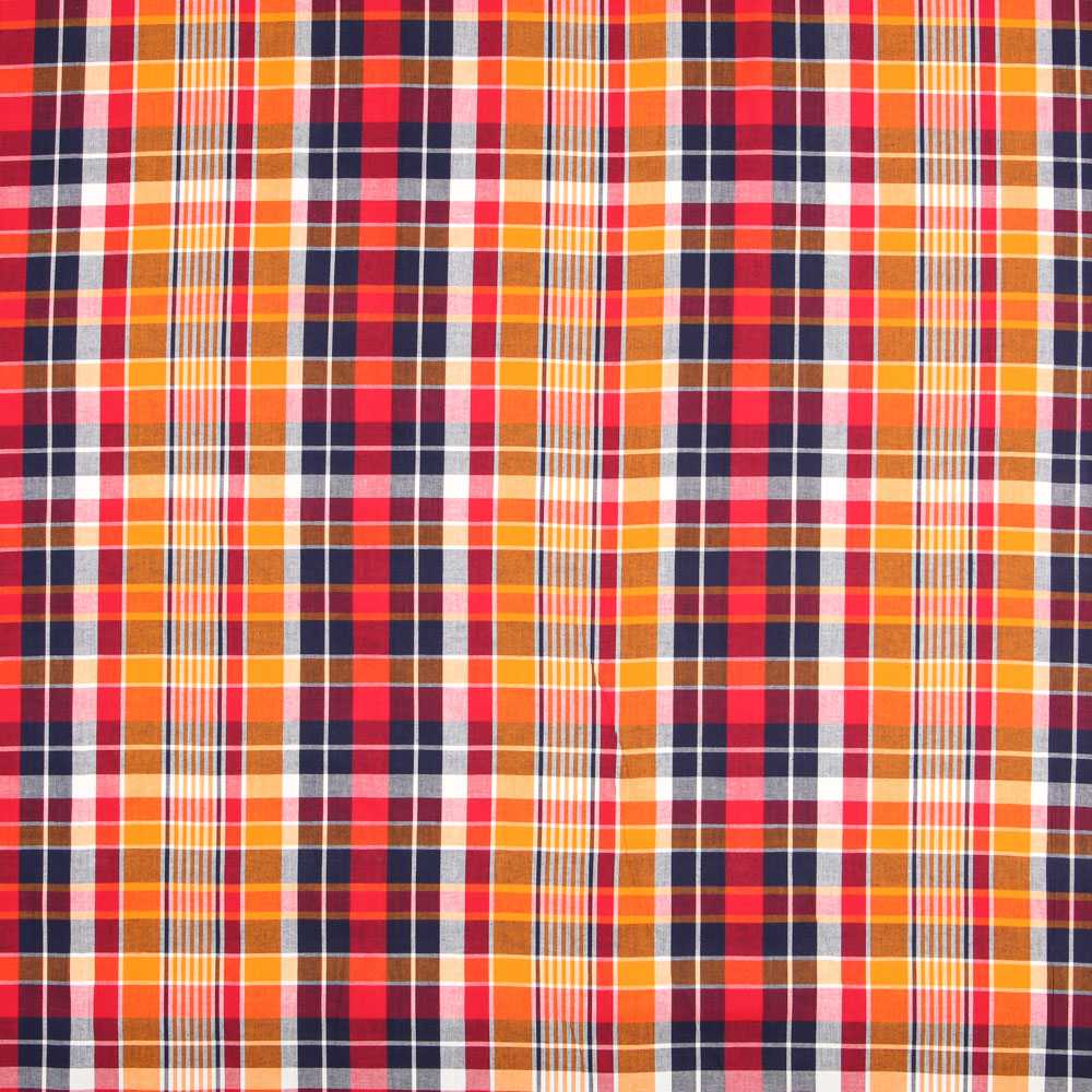 Popelín Camisa Algodón Naranja Azul - Ribes y Casals
