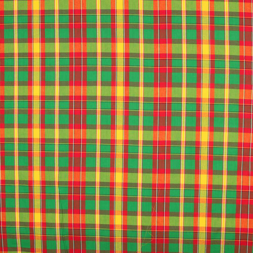 Popelín Camisa Algodón Verde Rojo - Ribes y Casals