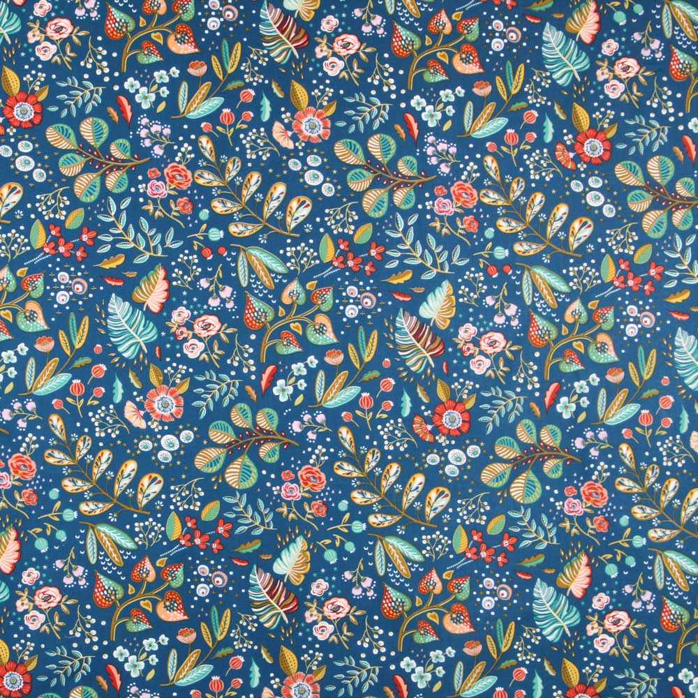 Popelín de Algodón Ancolie Petróleo - Ribes y Casals