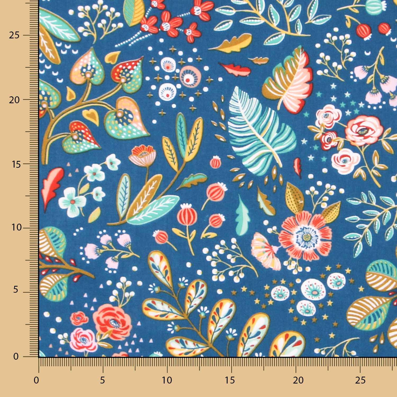 Popelín de Algodón Ancolie Petróleo - Ribes y Casals