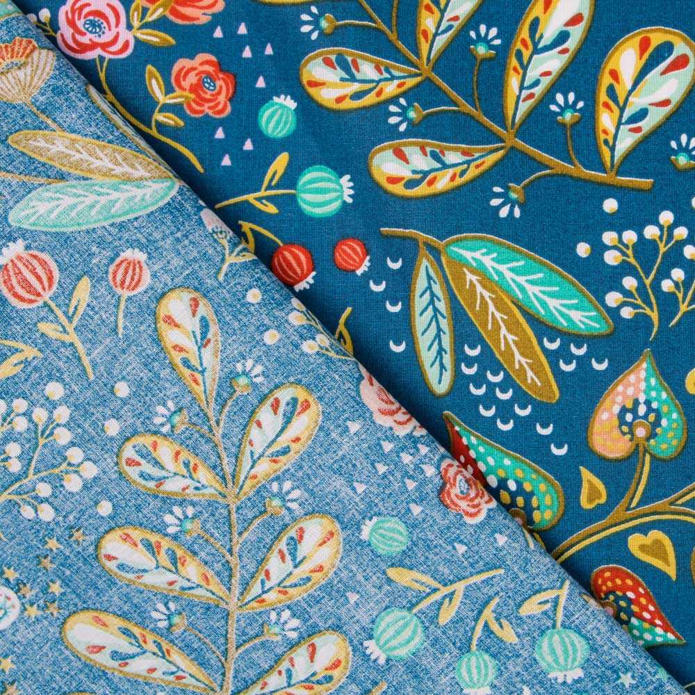 Popelín de Algodón Ancolie Petróleo - Ribes y Casals