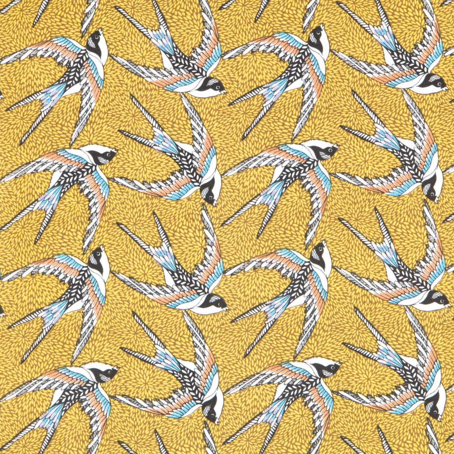 Popelín de Algodón Birds Ocre - Ribes y Casals