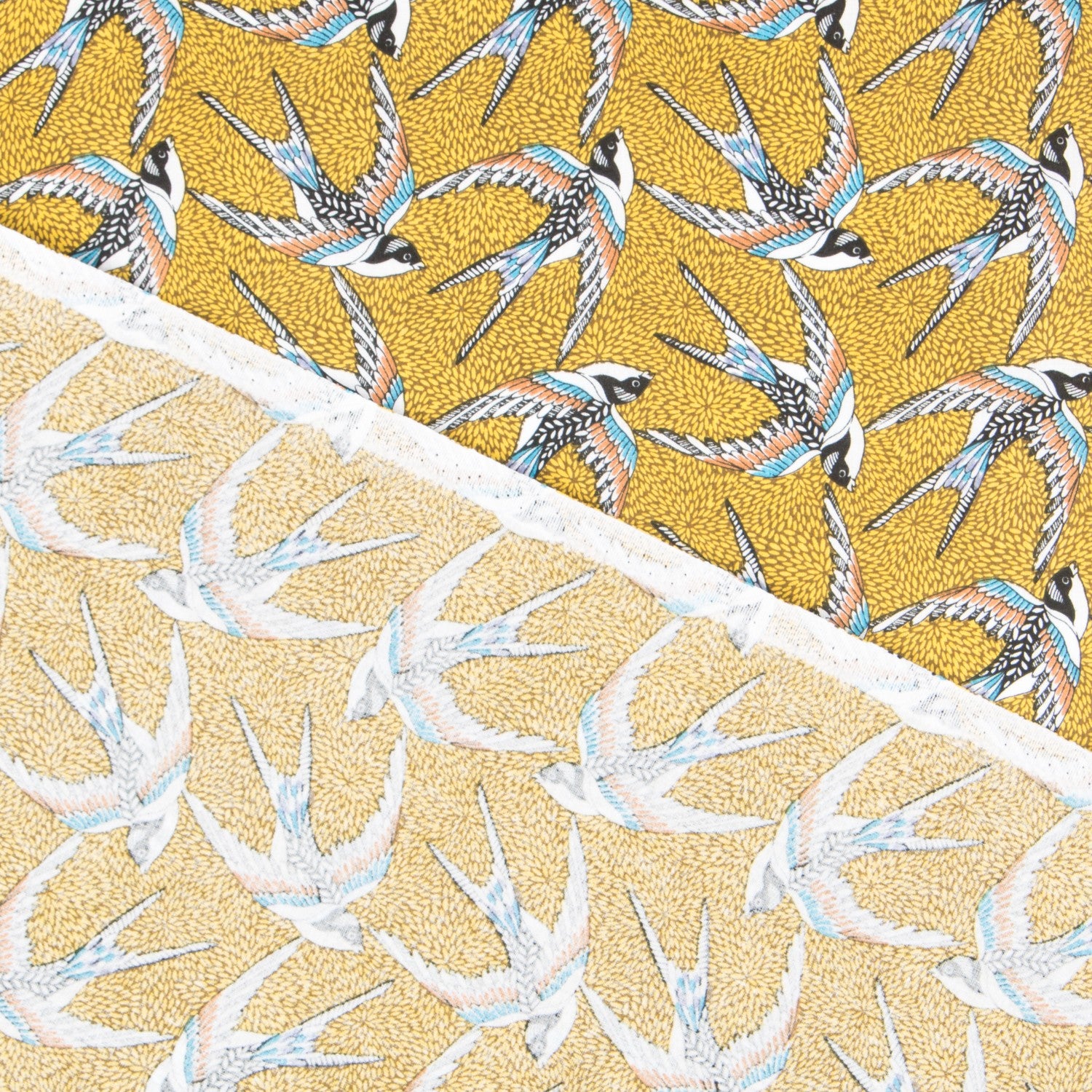 Popelín de Algodón Birds Ocre - Ribes y Casals