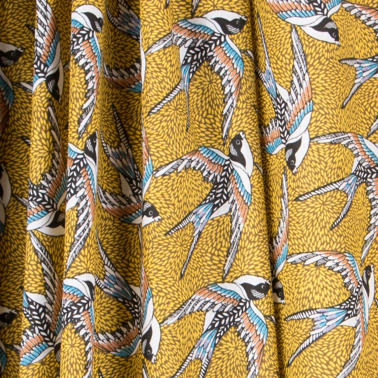 Popelín de Algodón Birds Ocre - Ribes y Casals