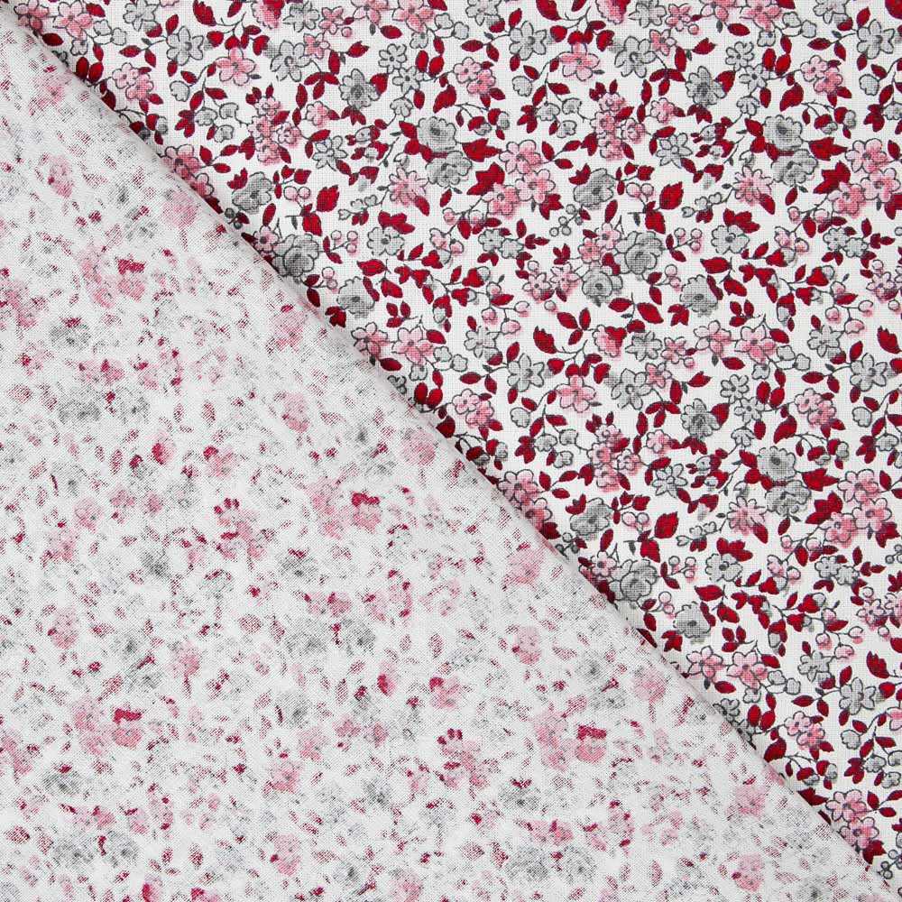 Popelín de Algodón Florecitas Rojo - Ribes y Casals