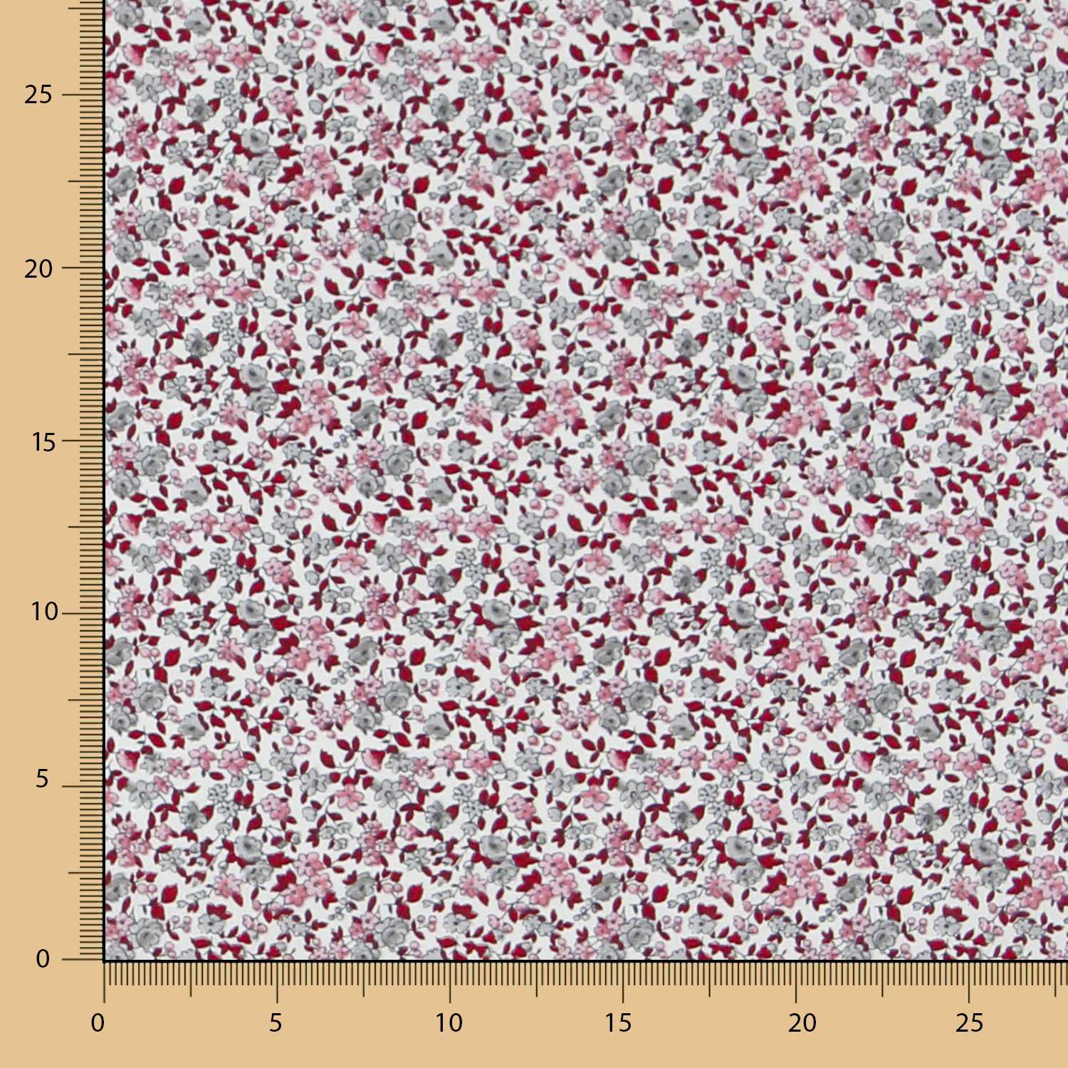 Popelín de Algodón Florecitas Rojo - Ribes y Casals