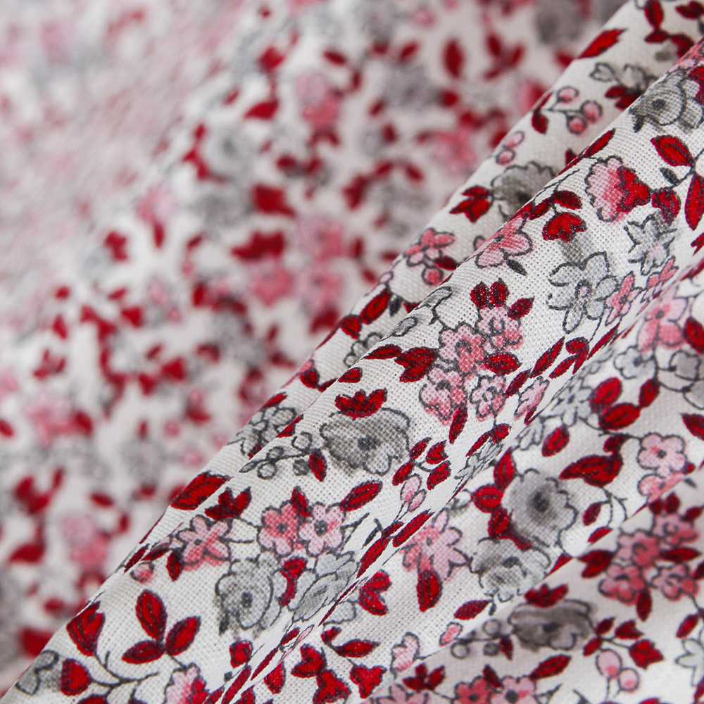 Popelín de Algodón Florecitas Rojo - Ribes y Casals