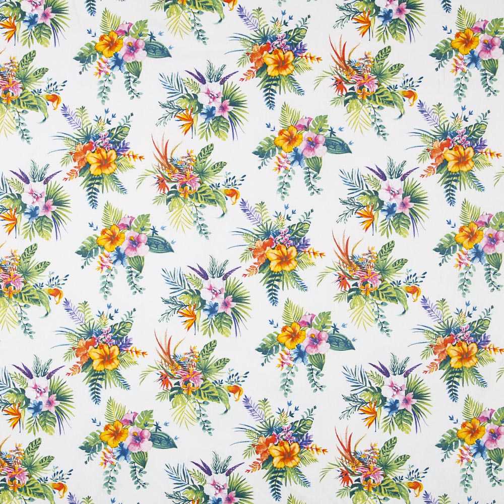 Popelín de Algodón Hibiscus Blanco - Ribes y Casals