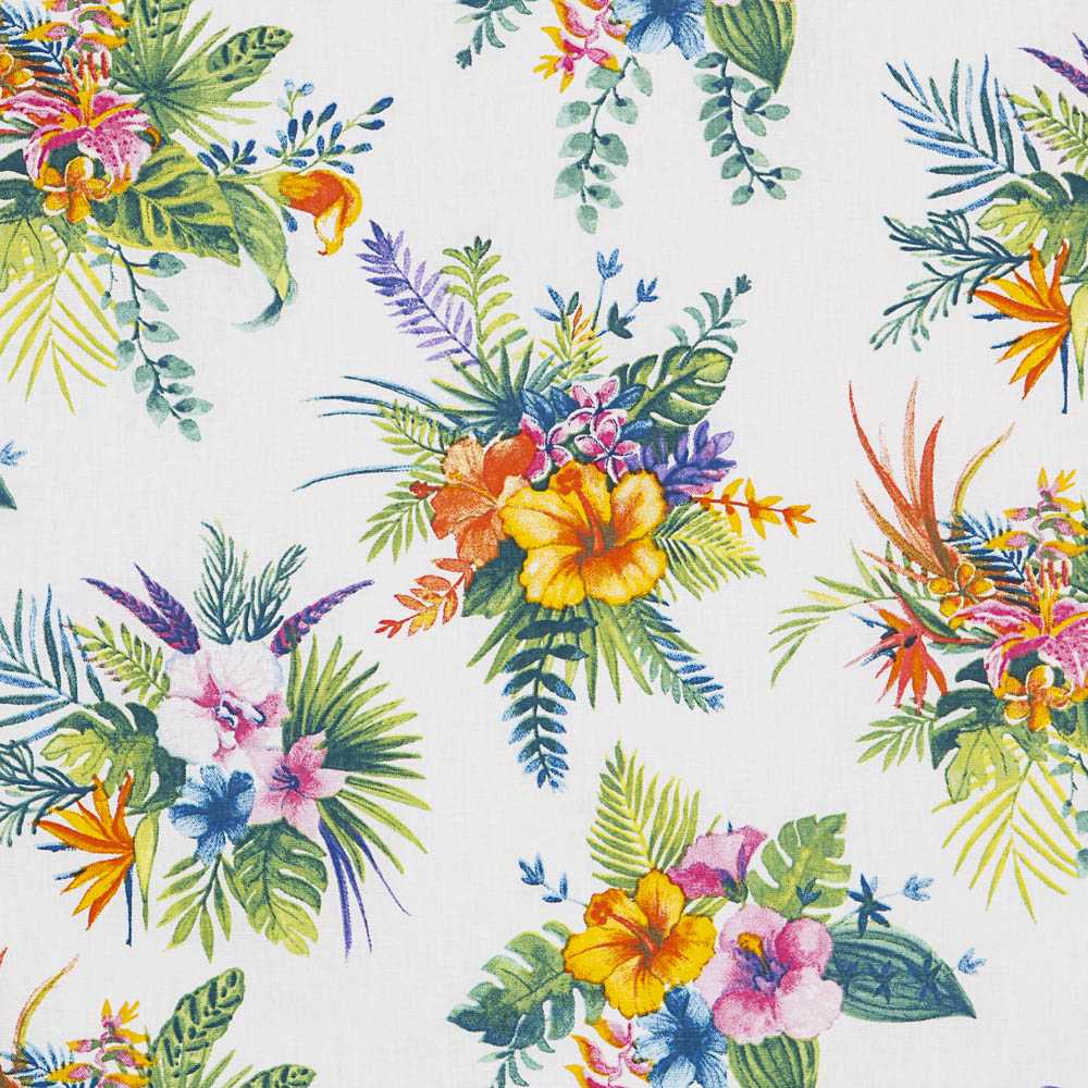 Popelín de Algodón Hibiscus Blanco - Ribes y Casals