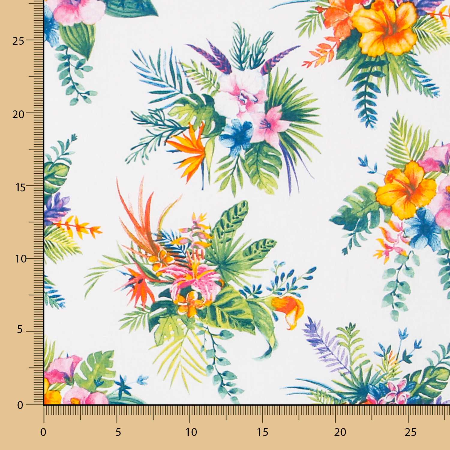 Popelín de Algodón Hibiscus Blanco - Ribes y Casals