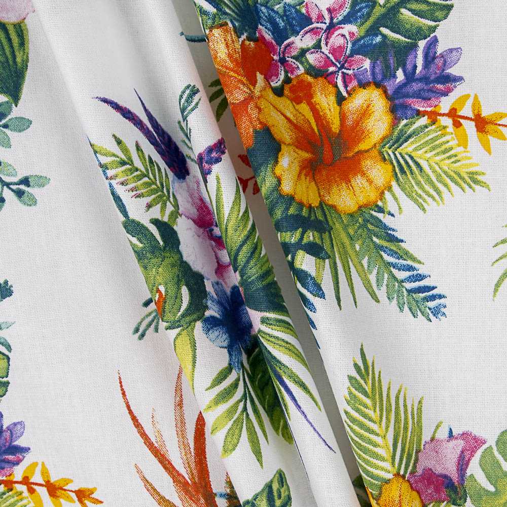 Popelín de Algodón Hibiscus Blanco - Ribes y Casals