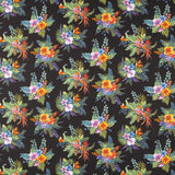 Popelín de Algodón Hibiscus Negro - Ribes y Casals