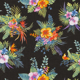 Popelín de Algodón Hibiscus Negro - Ribes y Casals