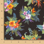 Popelín de Algodón Hibiscus Negro - Ribes y Casals