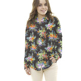 Popelín de Algodón Hibiscus Negro - Ribes y Casals