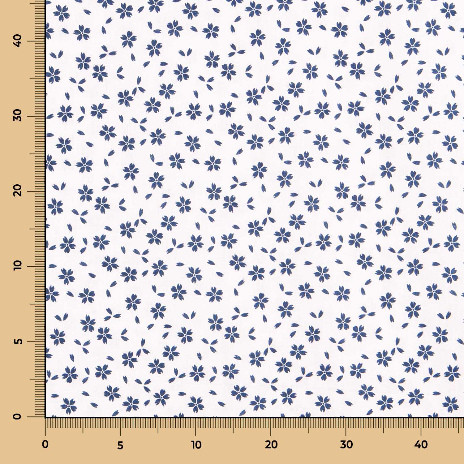 Popelín de Algodón Hojas Azul - Ribes y Casals