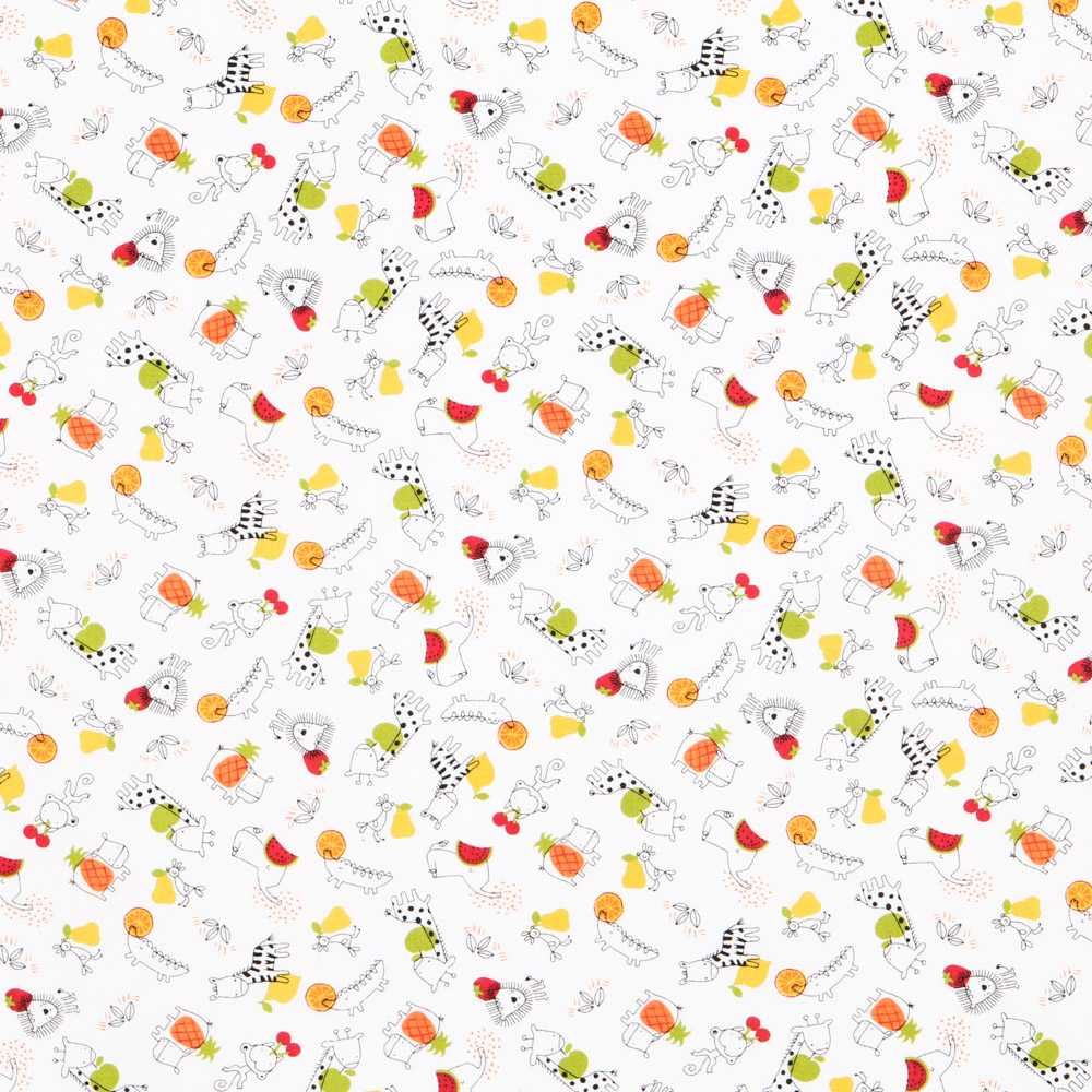 Popelín de Algodón Orgánico Zoo Rojo - Ribes y Casals