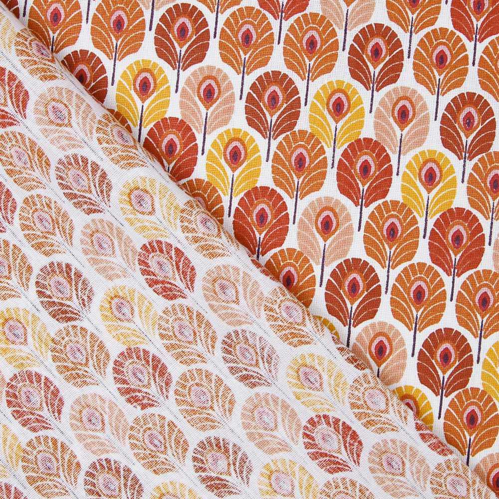 Popelín de Algodón Plumas Naranja - Ribes y Casals