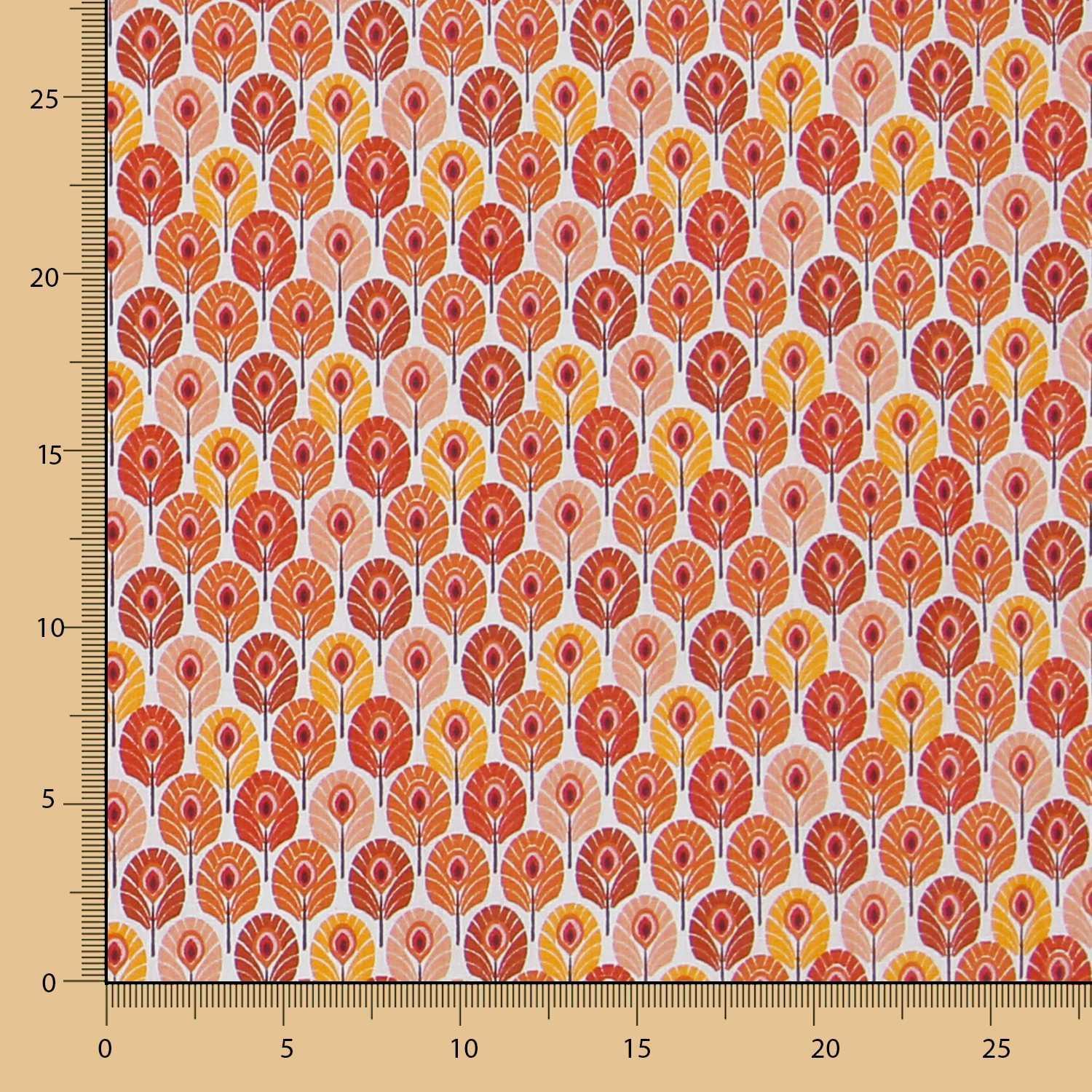 Popelín de Algodón Plumas Naranja - Ribes y Casals
