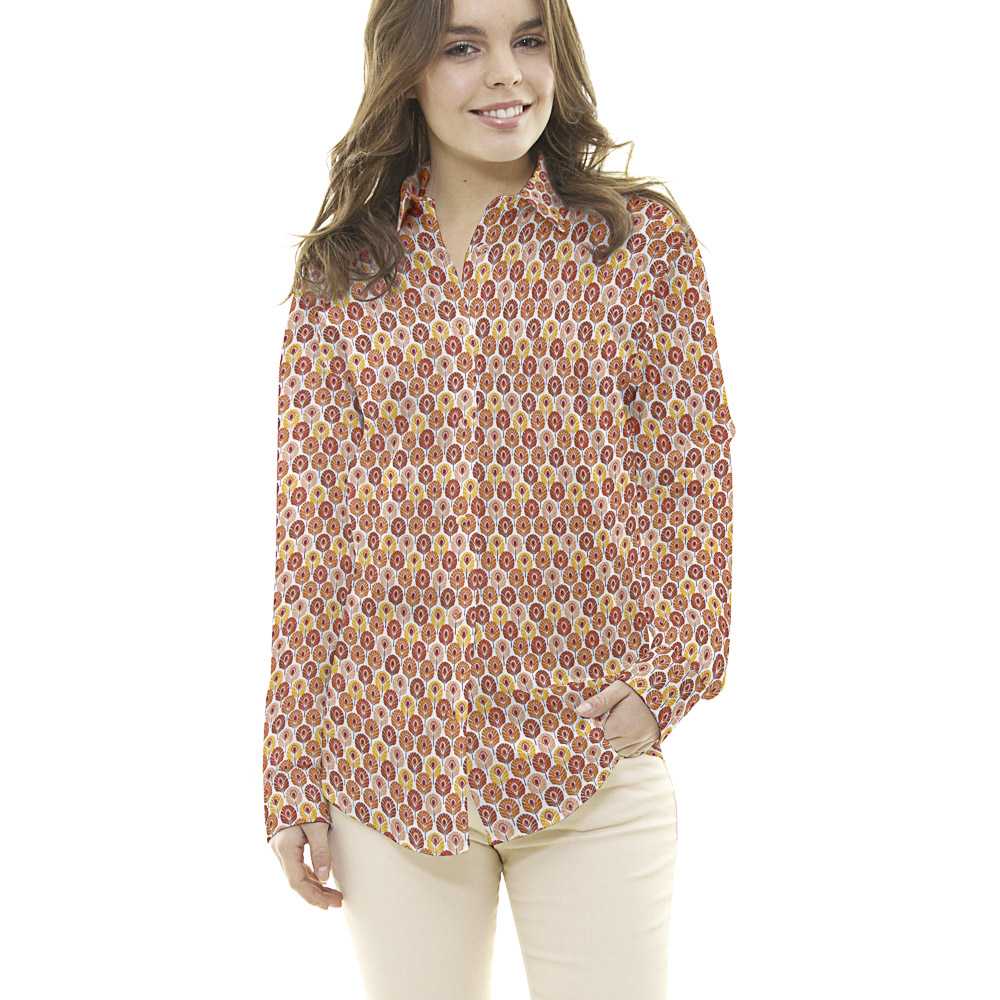 Popelín de Algodón Plumas Naranja - Ribes y Casals