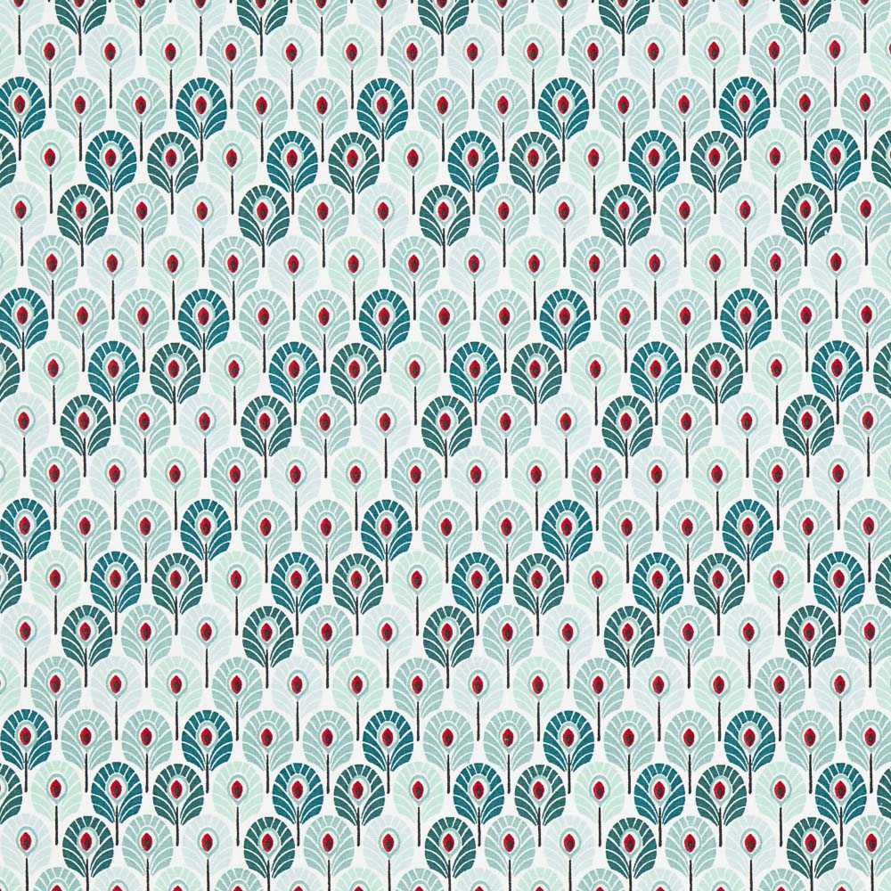 Popelín de Algodón Plumas Verde - Ribes y Casals