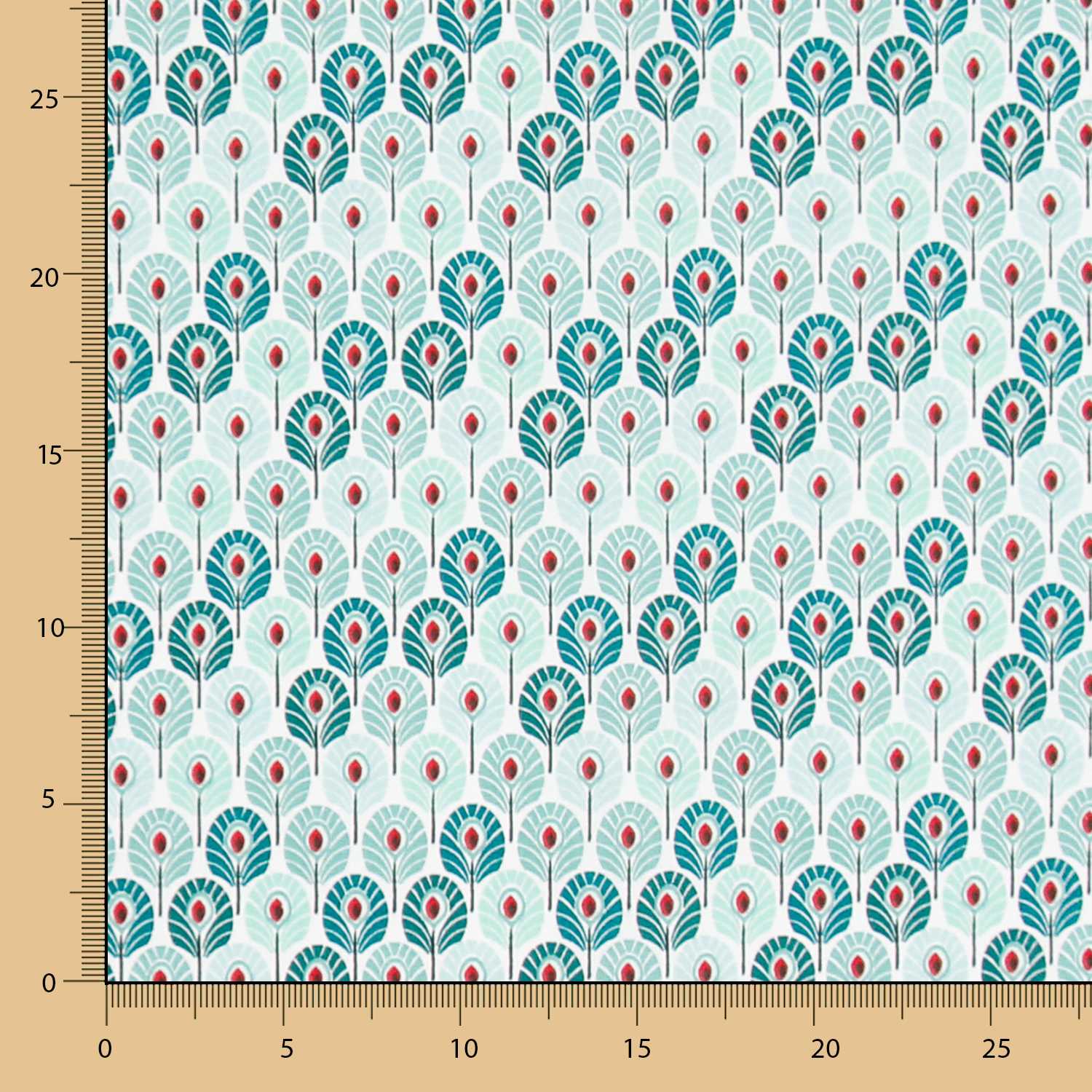 Popelín de Algodón Plumas Verde - Ribes y Casals