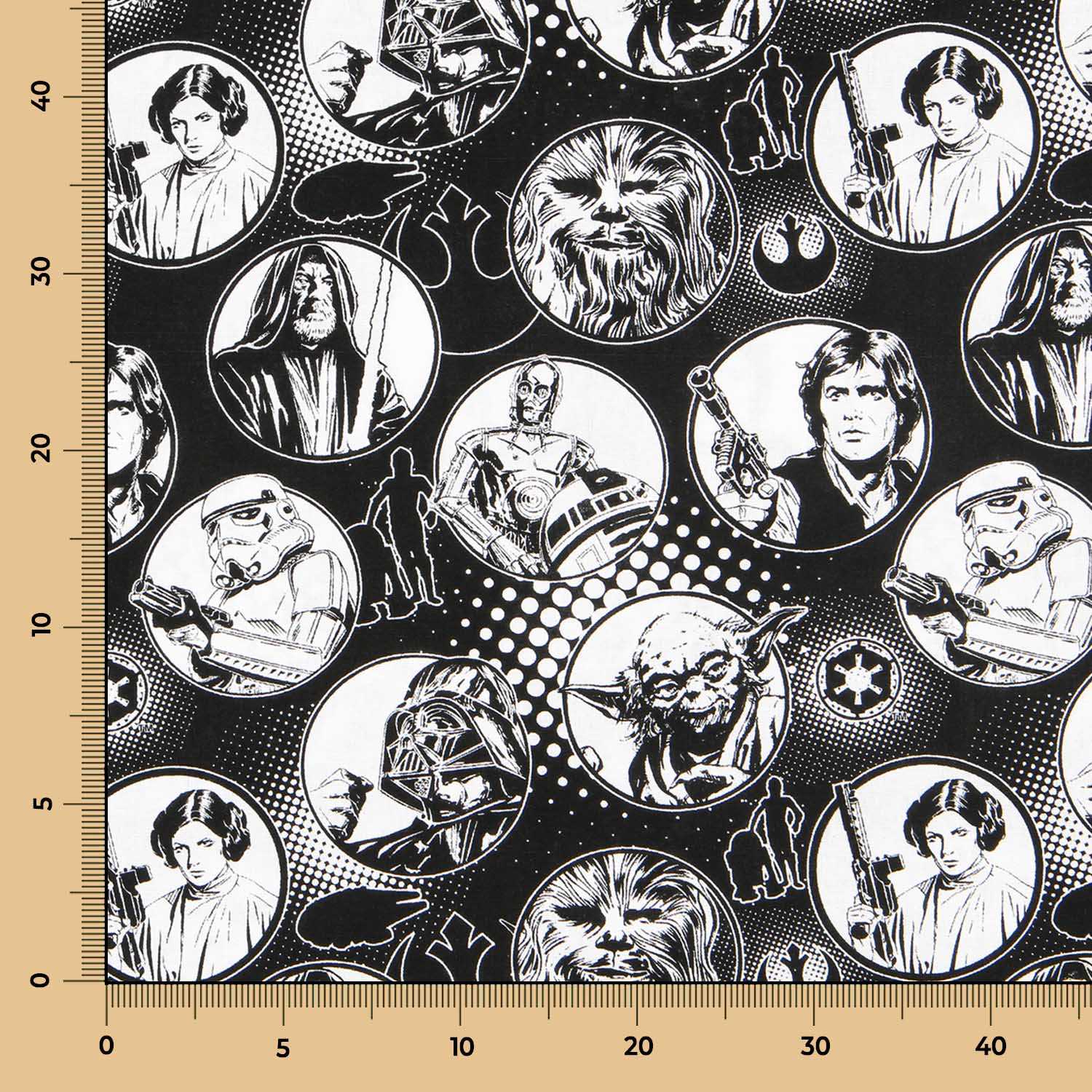 Popelín de Algodón Star Wars Negra - Ribes y Casals