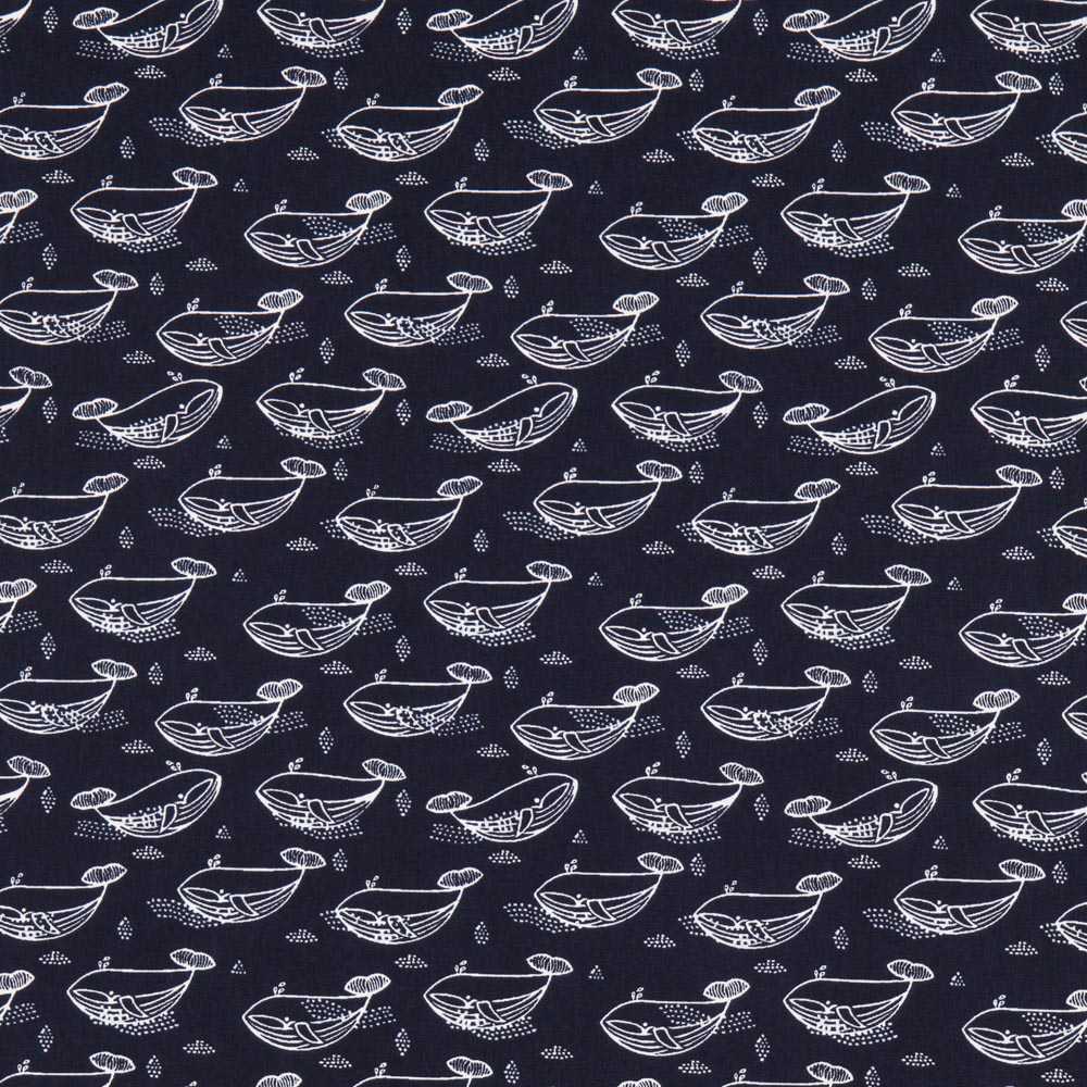 Popelín de Algodón Whale Navy - Ribes y Casals