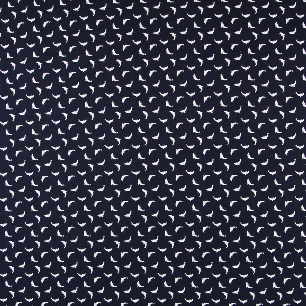 Popelín Delfines Azul Marino - Ribes y Casals