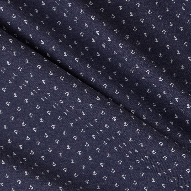 Popelín Denim Anclas Azul - Ribes y Casals