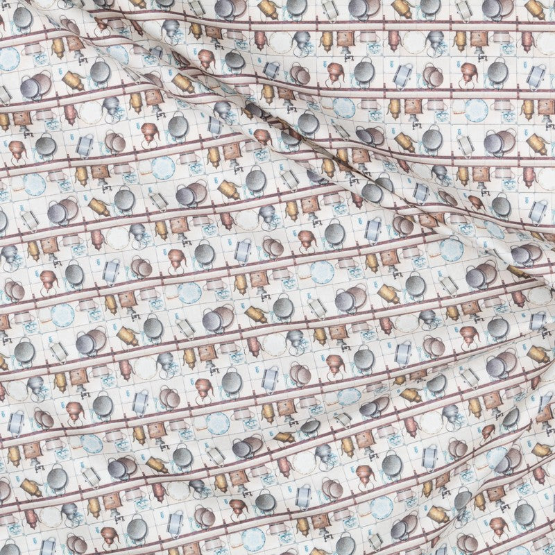 Popelín Estampado Cocina Beige - Ribes y Casals
