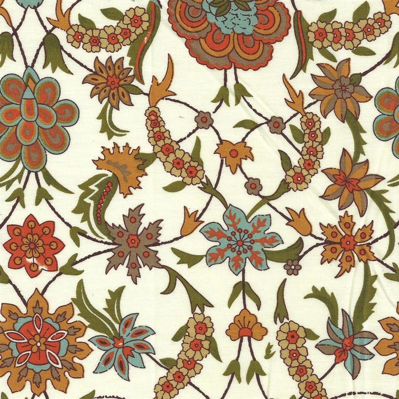 Popelín Flor Fondo Beige - Ribes y Casals
