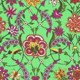 Popelín Flor Fondo Verde - Ribes y Casals