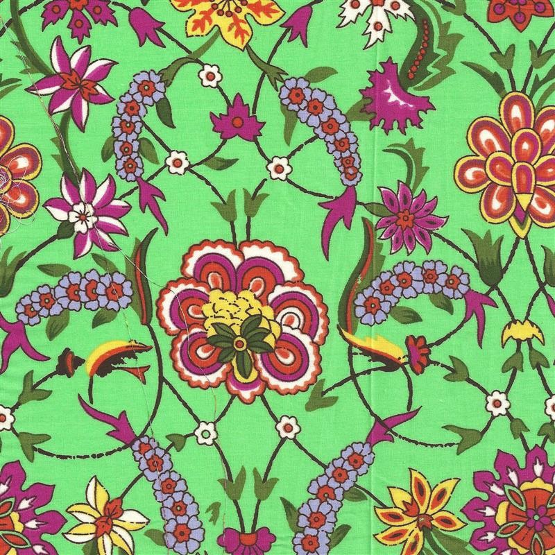 Popelín Flor Fondo Verde - Ribes y Casals