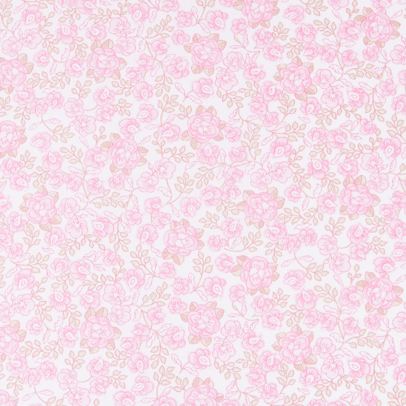 Popelín Flor Peasly Rosa - Ribes y Casals