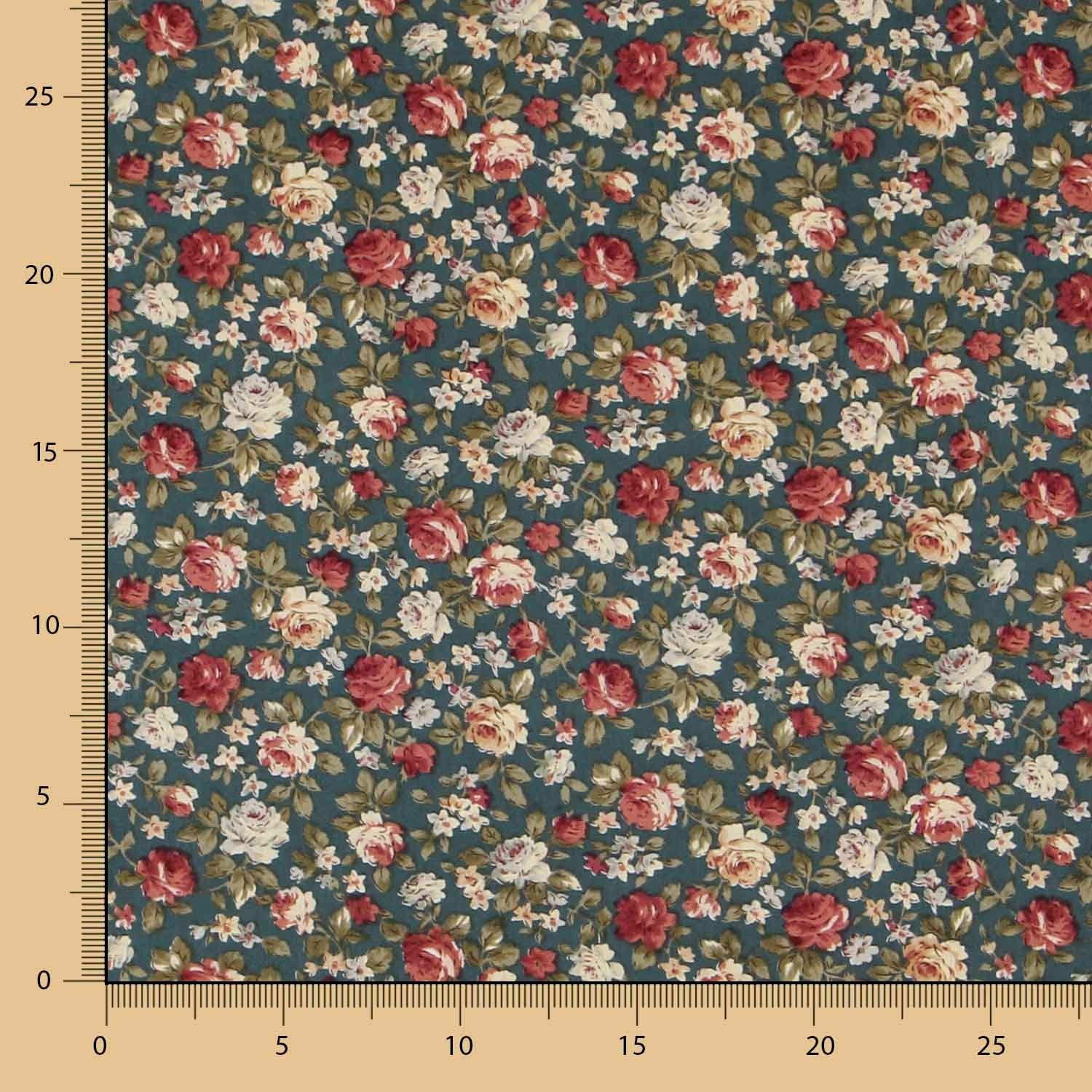 Popelín Floral Cretona Verde - Ribes y Casals