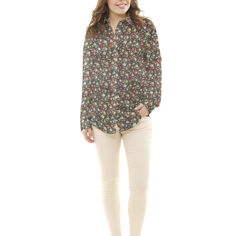 Popelín Floral Cretona Verde - Ribes y Casals