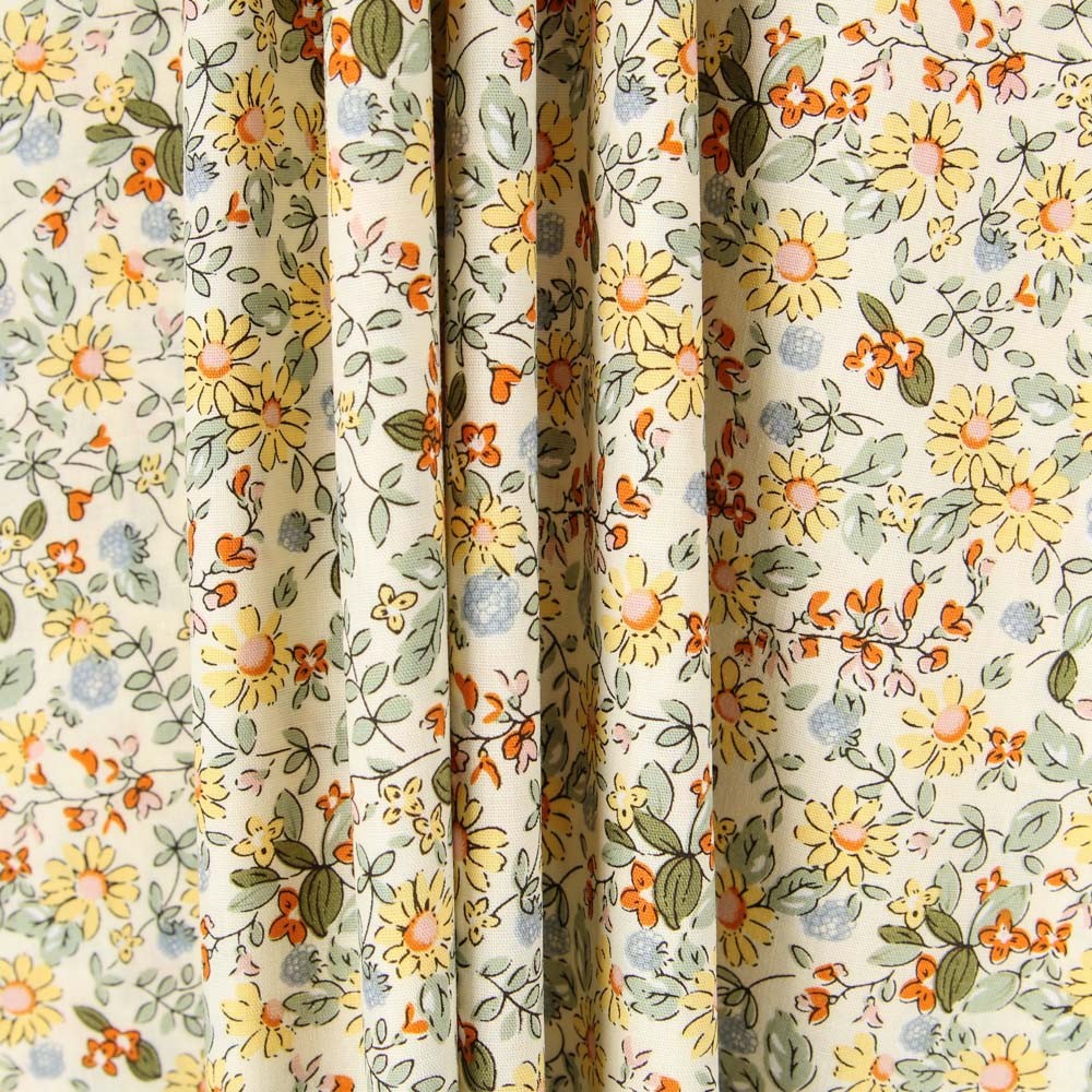 Popelín Florecitas Amarillo - Ribes y Casals