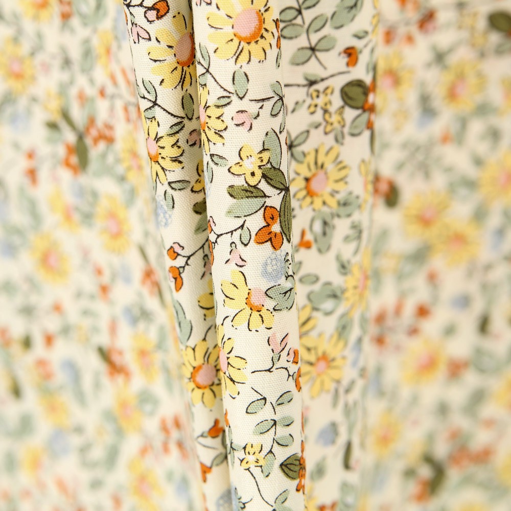 Popelín Florecitas Amarillo - Ribes y Casals