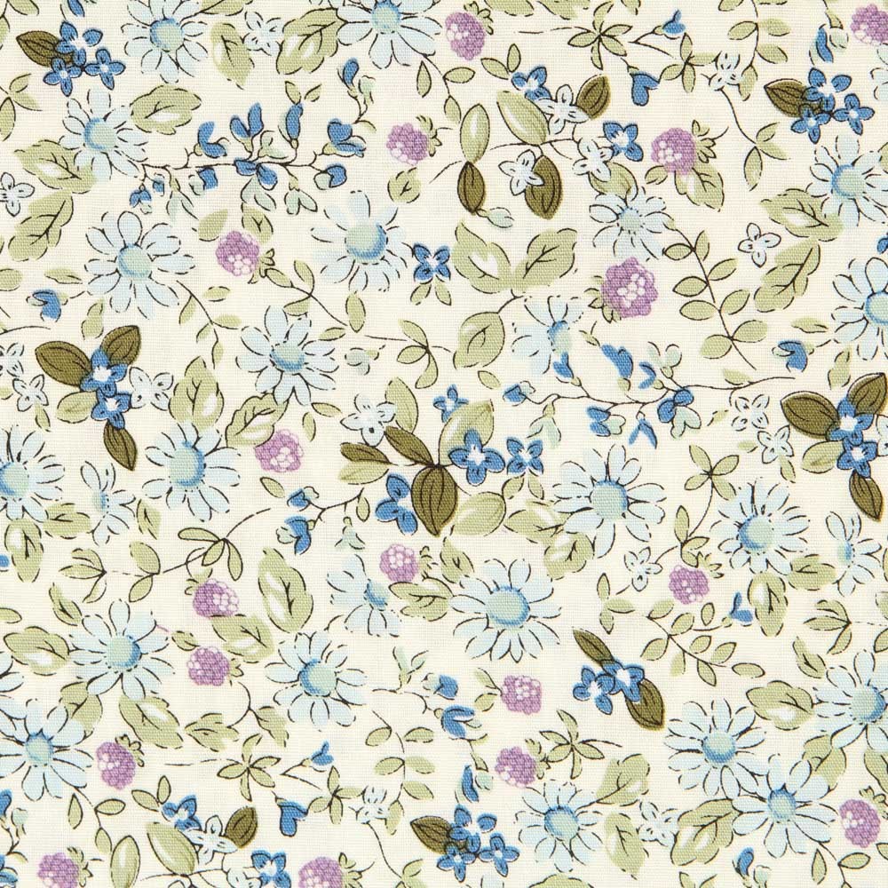 Popelín Florecitas Verde - Ribes y Casals