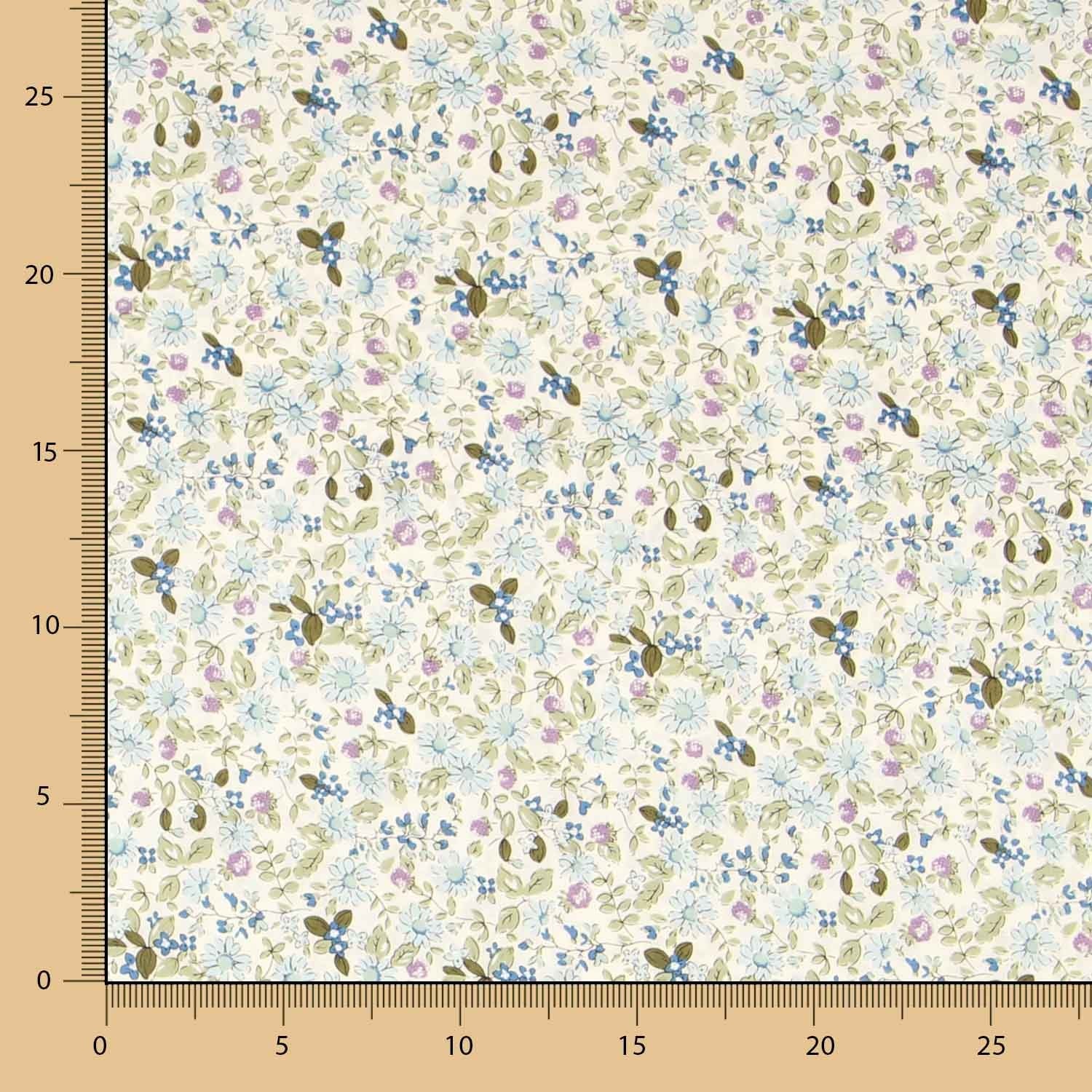 Popelín Florecitas Verde - Ribes y Casals