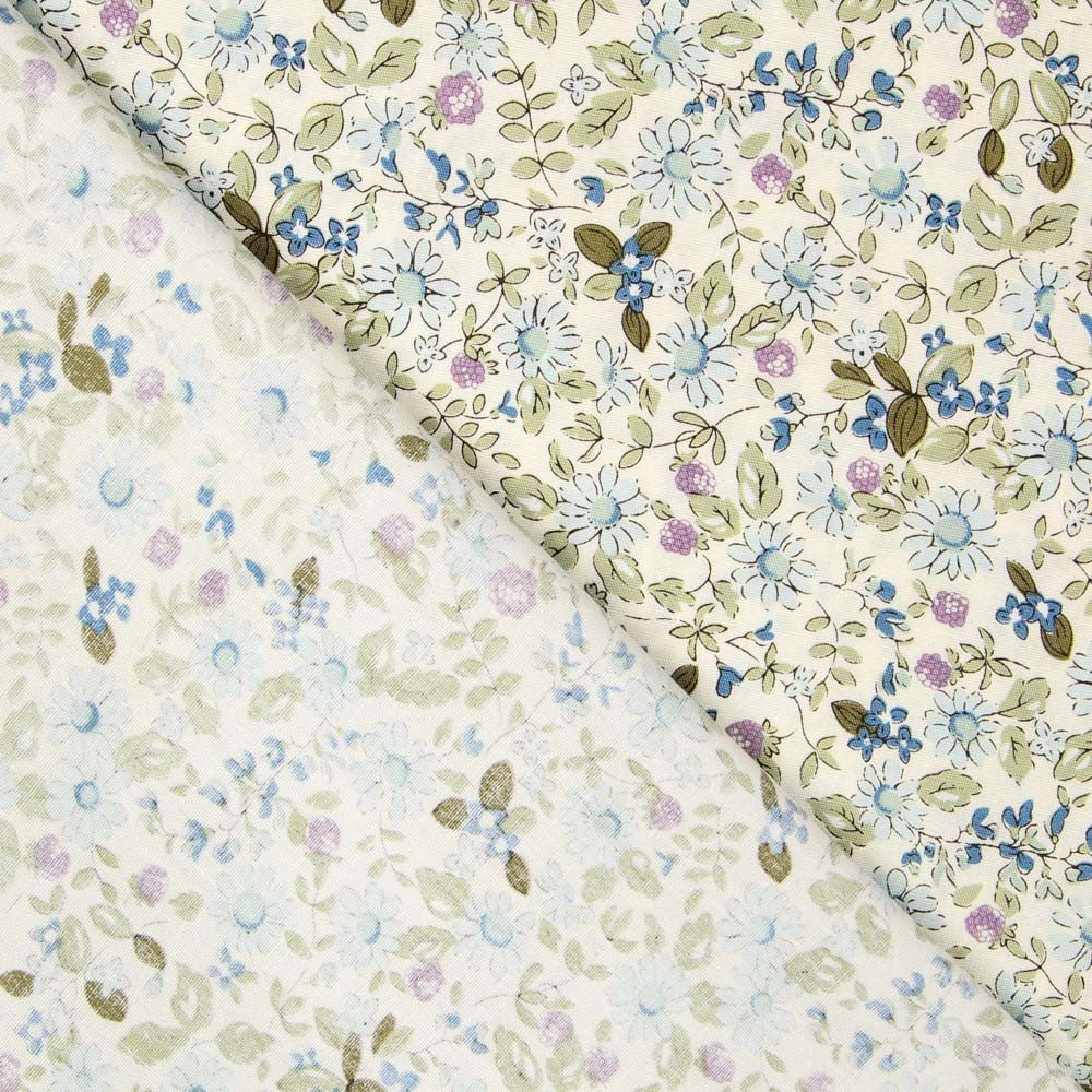 Popelín Florecitas Verde - Ribes y Casals