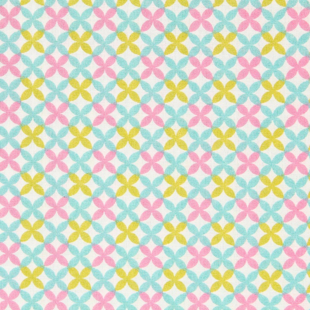 Popelín Geométrico Verde Rosa - Ribes y Casals