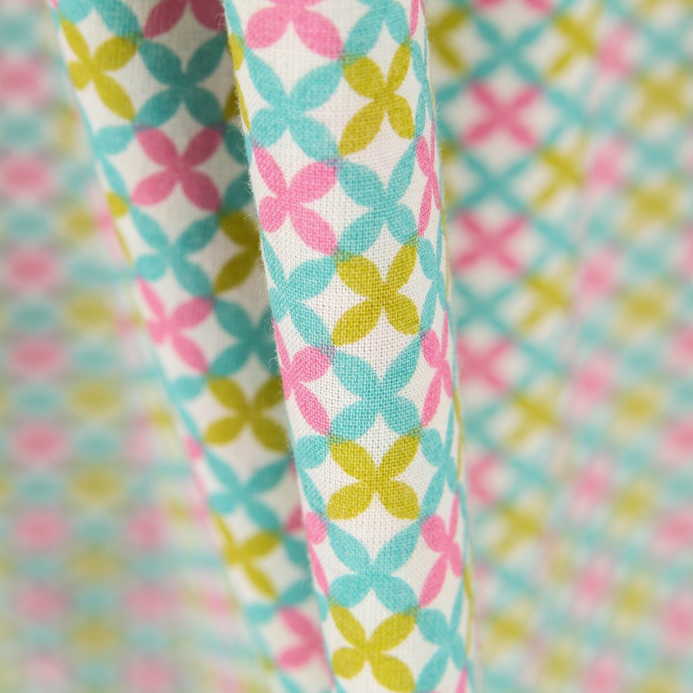 Popelín Geométrico Verde Rosa - Ribes y Casals