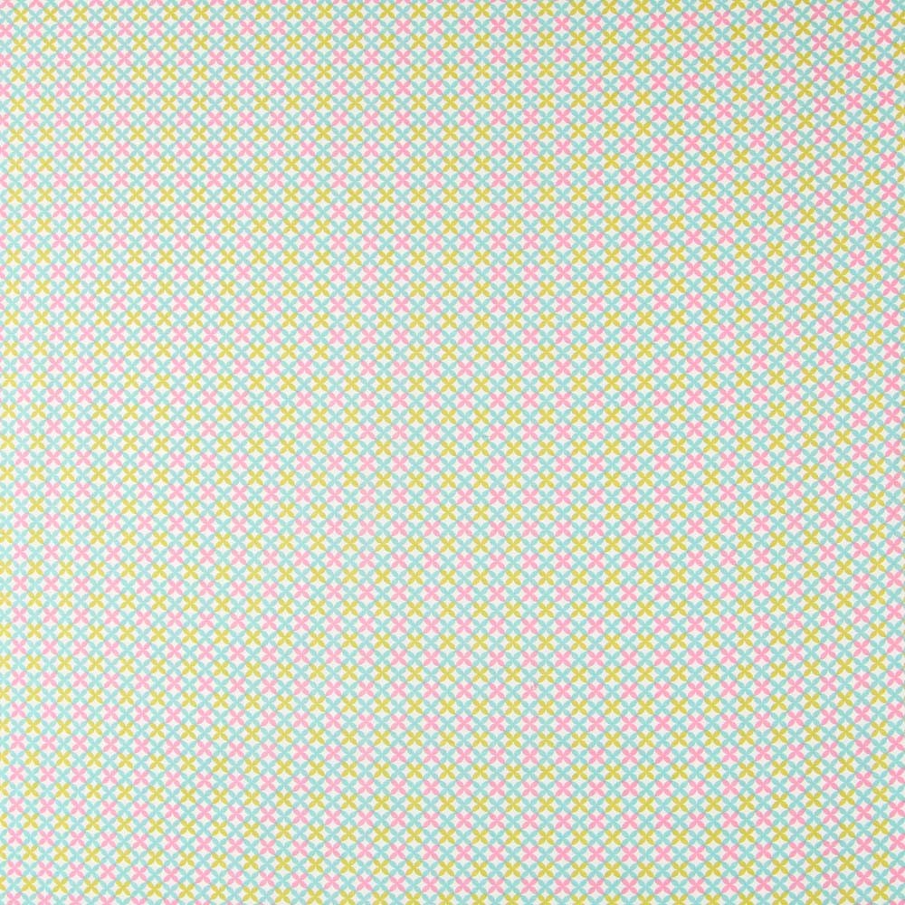 Popelín Geométrico Verde Rosa - Ribes y Casals